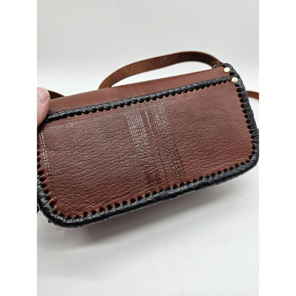 Vintage Four Winds Leather Crossbody Purse Handbag,Pewter Accents Western Boho - Picture 6 of 15